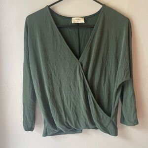 Everly Forest Green Wrap Blouse